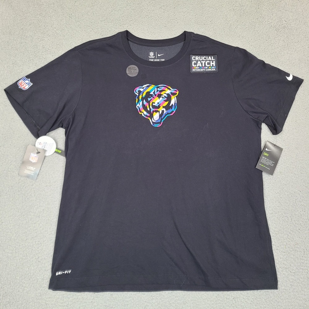 Chicago Bears NFL Crucial Catch Nike T-Shirt Mens XXL Intercept Cancer‎ On Field